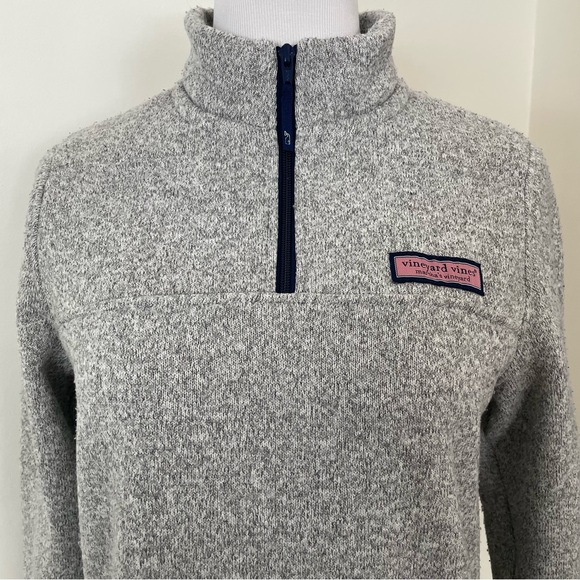 Vineyard Vines Women’s Fleece Quarter Zip Gray Size Large - Picture 6 of 16